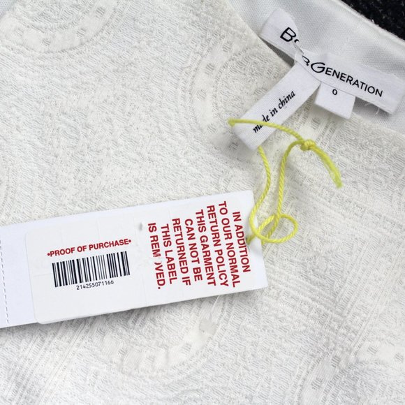 BCBGeneration Jacquard & Chiffon Fit & Flare Dress Size 0 Ivory flowy hi-lo - Picture 11 of 13